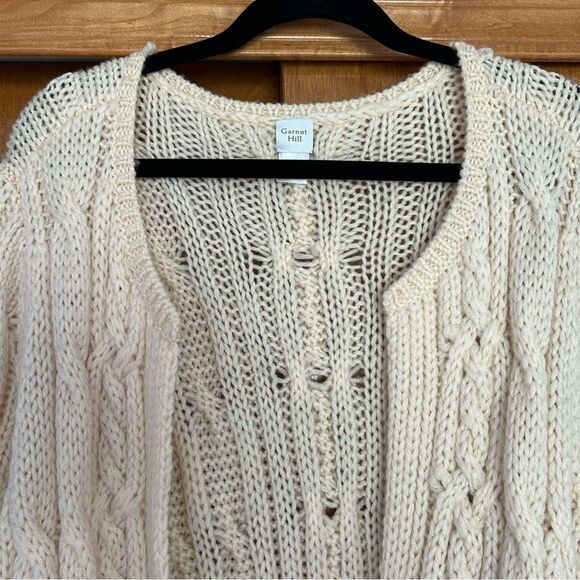 Garnet Hill Longline Duster Wool Chunky Cable Knit Cardigan Sweater Size XXL - Picture 2 of 10